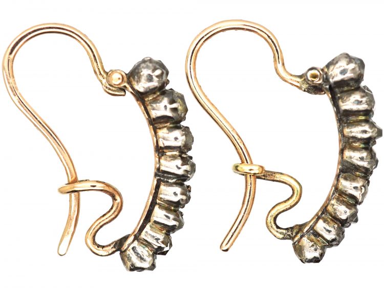 Georgian Old Mine Cut Diamond Hoop Earrings
