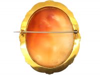 Victorian Large 18ct Gold Shell Cameo Brooch of an Artist & His Muse