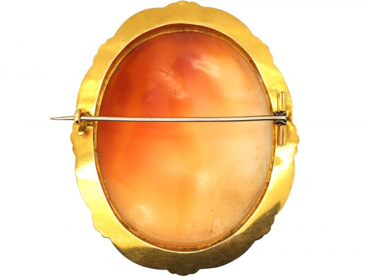 Victorian Large 18ct Gold Shell Cameo Brooch of an Artist & His Muse