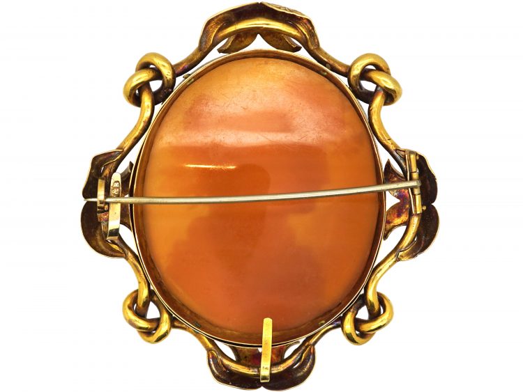 Victorian Large 15ct Gold Cameo Brooch of a Classical Lady