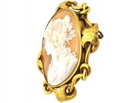 Victorian Large 15ct Gold Cameo Brooch of a Classical Lady