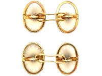 Art Deco 14ct Gold, Rock Crystal, Onyx & Natural Split Pearl Cufflinks