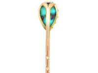 Edwardian 15ct Gold Tie Pin set with a Pear Shaped Turquoise