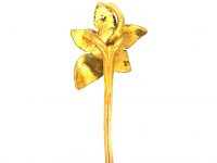 French 18ct Gold Belle Epoque Tie Pin of a Flower set with a Diamond