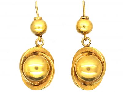 Victorian 15ct Gold Drop Ball & Circle Earrings