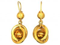Victorian 15ct Gold Drop Ball & Circle Earrings