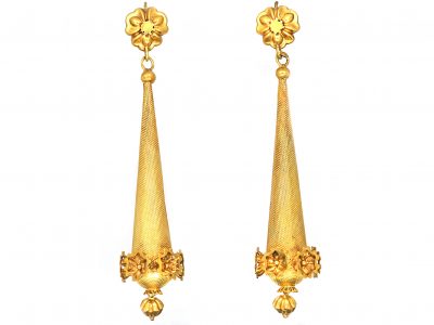 Georgian 15ct Gold Long Drop Earrings