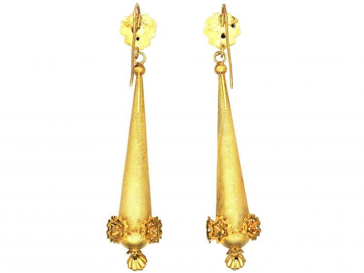 Georgian 15ct Gold Long Drop Earrings