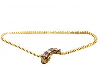 Victorian 15ct Gold Snake Necklace set with Rock Crystal with Emerald Eyes
