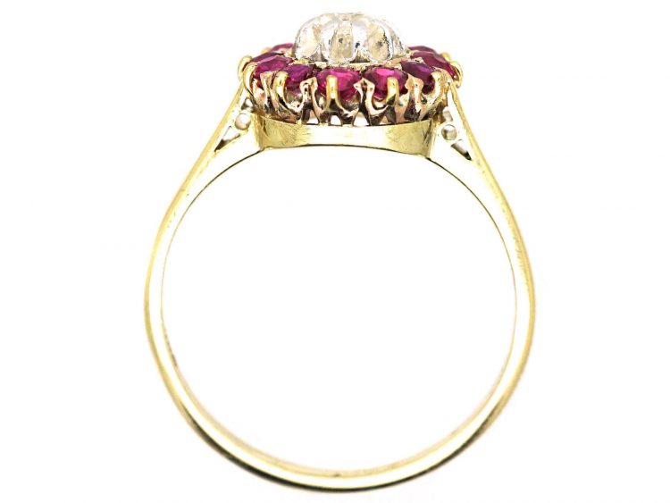 Edwardian 14ct Gold, Ruby & Diamond Cluster Ring
