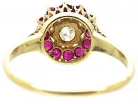 Edwardian 14ct Gold, Ruby & Diamond Cluster Ring