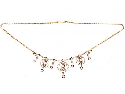 Edwardian 15ct Gold & Diamond Necklace
