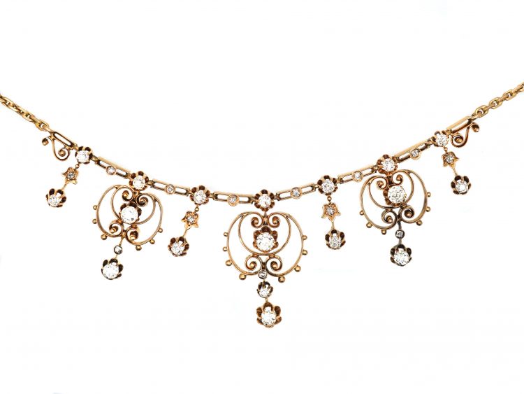 Edwardian 15ct Gold & Diamond Necklace