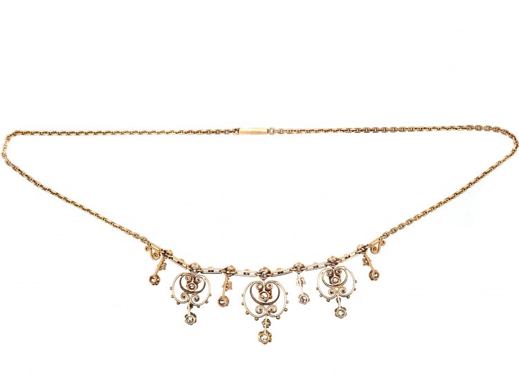Edwardian 15ct Gold & Diamond Necklace