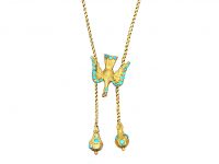 Early 19th Century St Esprit 15ct Gold & Turquoise Necklace with Two Drops