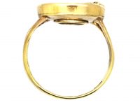Victorian 9ct Gold & Black Enamel Memorial Ring with a Rose Diamond Forget Me Not