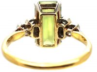 Edwardian 18ct Gold & Platinum Ring set with a Peridot with Diamond Set Shoulders