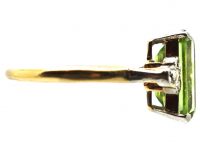 Edwardian 18ct Gold & Platinum Ring set with a Peridot with Diamond Set Shoulders