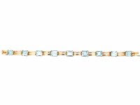 Retro 14ct Gold bracelet set with Aquamarines