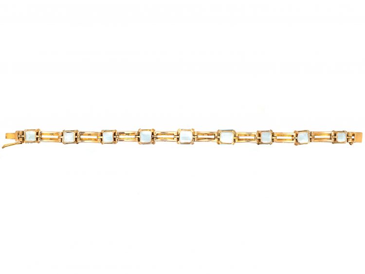Retro 14ct Gold bracelet set with Aquamarines