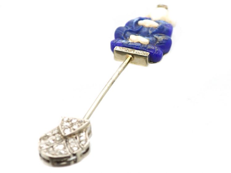 French 18ct White Gold Jabot Pin of Confucius