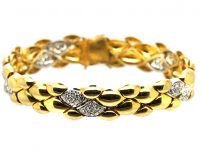 1980s 18ct Gold & Diamond Articulated Bracelet