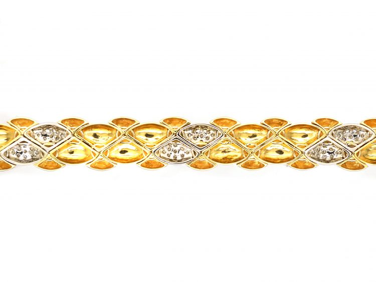 1980s 18ct Gold & Diamond Articulated Bracelet