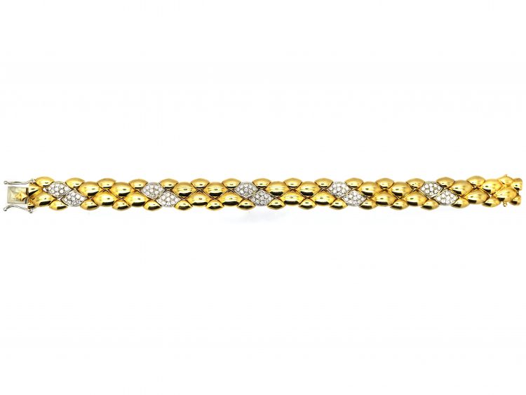 1980s 18ct Gold & Diamond Articulated Bracelet