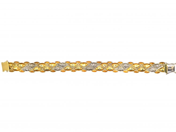 1980s 18ct Gold & Diamond Articulated Bracelet