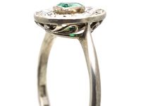 Early 20th Century 18ct White Gold & Platinum Emerald & Diamond Cluster Ring