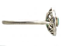 Early 20th Century 18ct White Gold & Platinum Emerald & Diamond Cluster Ring
