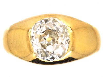 Edwardian 18ct Gold Ring set with a Two Carat Old Mine Cut Diamond