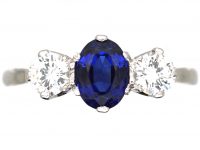Early 20th Century Platinum, Sapphire & Diamond Three Stone Ring