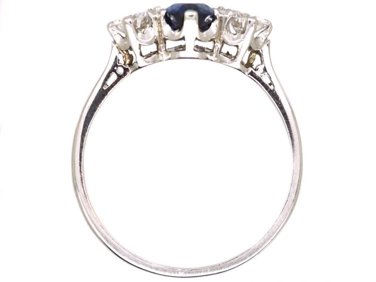 Early 20th Century Platinum, Sapphire & Diamond Three Stone Ring