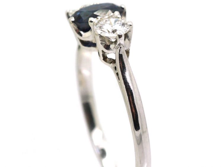 Early 20th Century Platinum, Sapphire & Diamond Three Stone Ring