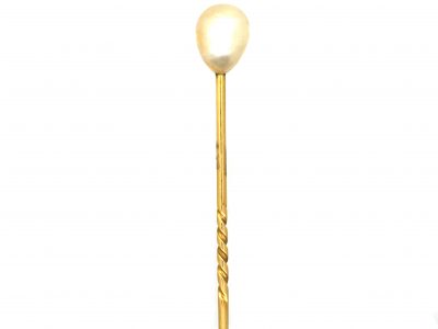 Edwardian 18ct Gold, Large Baroque Pearl Tie Pin