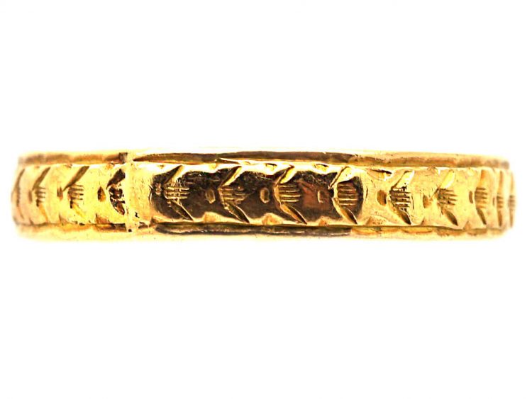 Victorian 18ct Gold Wedding Ring with Laurel Leaf Motif