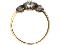 Georgian 15ct Gold & Silver, Three Stone Rose Diamond Ring