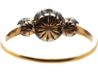 Georgian 15ct Gold & Silver, Three Stone Rose Diamond Ring
