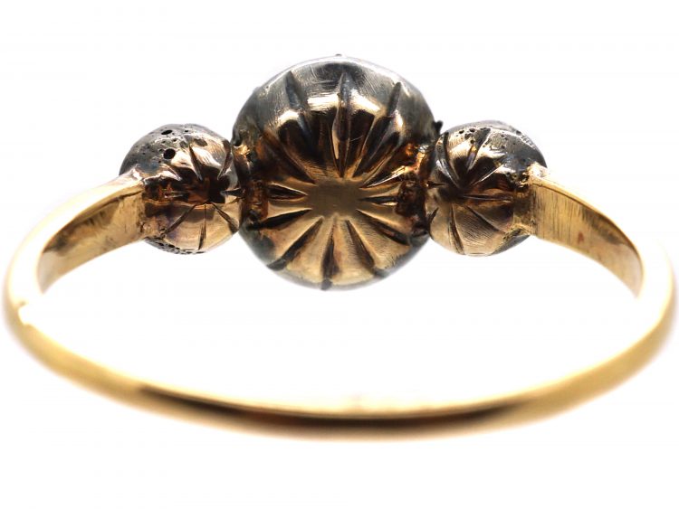 Georgian 15ct Gold & Silver, Three Stone Rose Diamond Ring