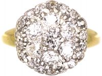 Edwardian 18ct Gold & Platinum, Hexagonal Diamond Cluster Ring