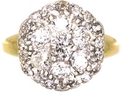 Edwardian 18ct Gold & Platinum, Hexagonal Diamond Cluster Ring