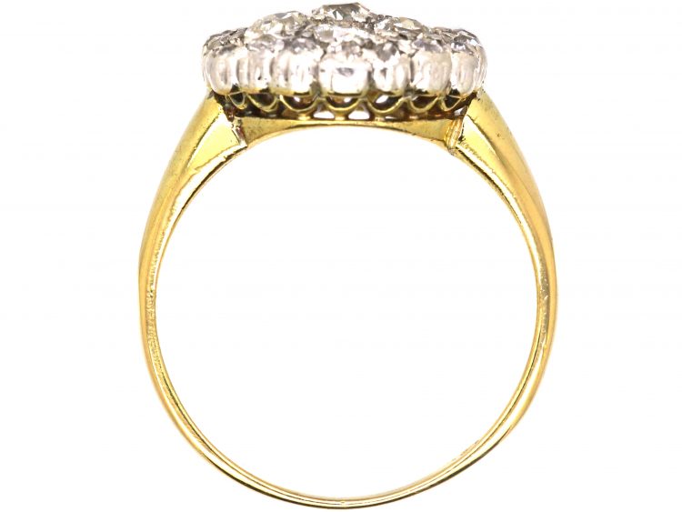 Edwardian 18ct Gold & Platinum, Hexagonal Diamond Cluster Ring