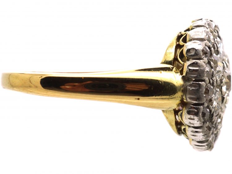 Edwardian 18ct Gold & Platinum, Hexagonal Diamond Cluster Ring