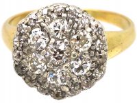 Edwardian 18ct Gold & Platinum, Hexagonal Diamond Cluster Ring