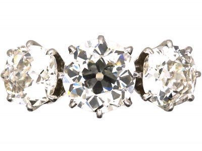 Early 20th Century Platinum Three Stone Diamond Ring