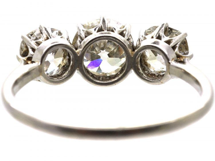 Early 20th Century Platinum Three Stone Diamond Ring