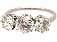 Early 20th Century Platinum Three Stone Diamond Ring
