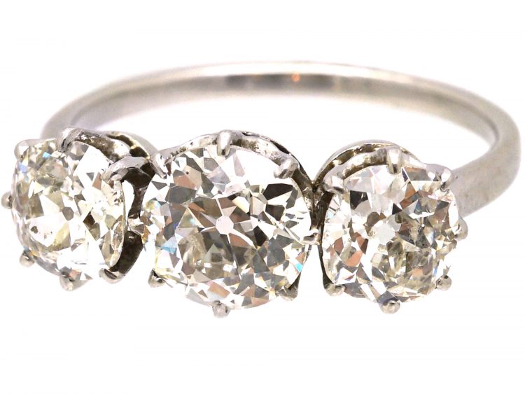 Early 20th Century Platinum Three Stone Diamond Ring