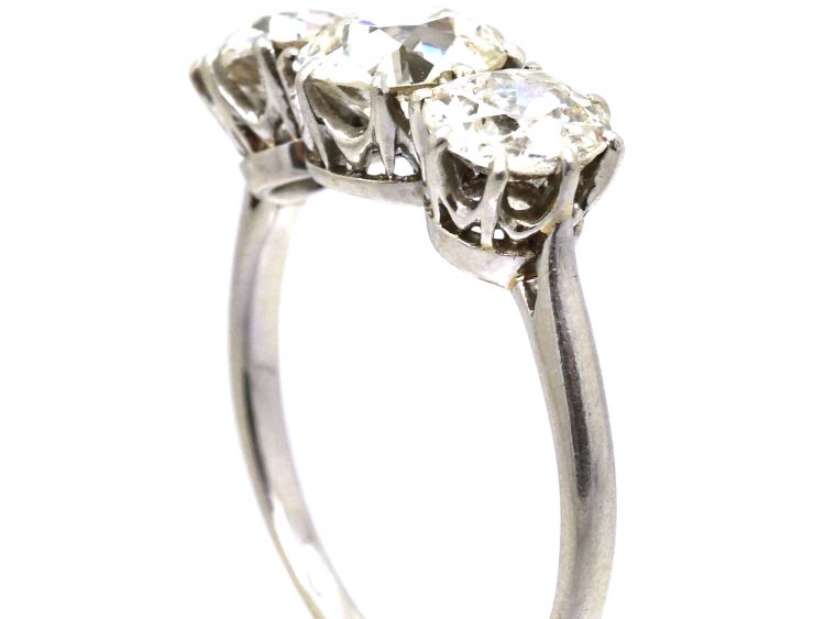 Early 20th Century Platinum Three Stone Diamond Ring